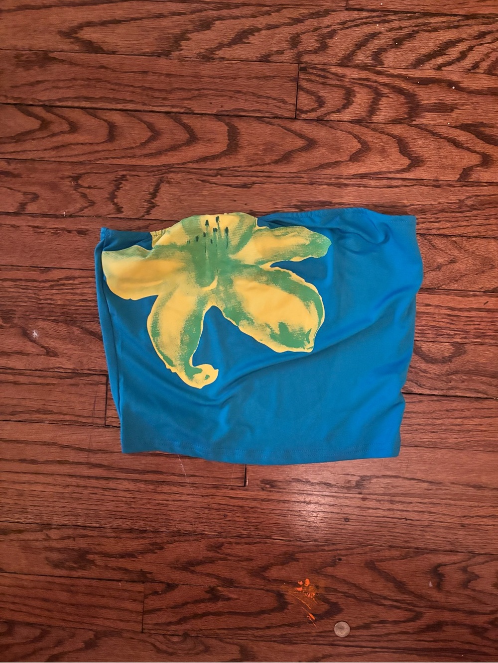 Women’s Teal Floral Strapless Tank Top